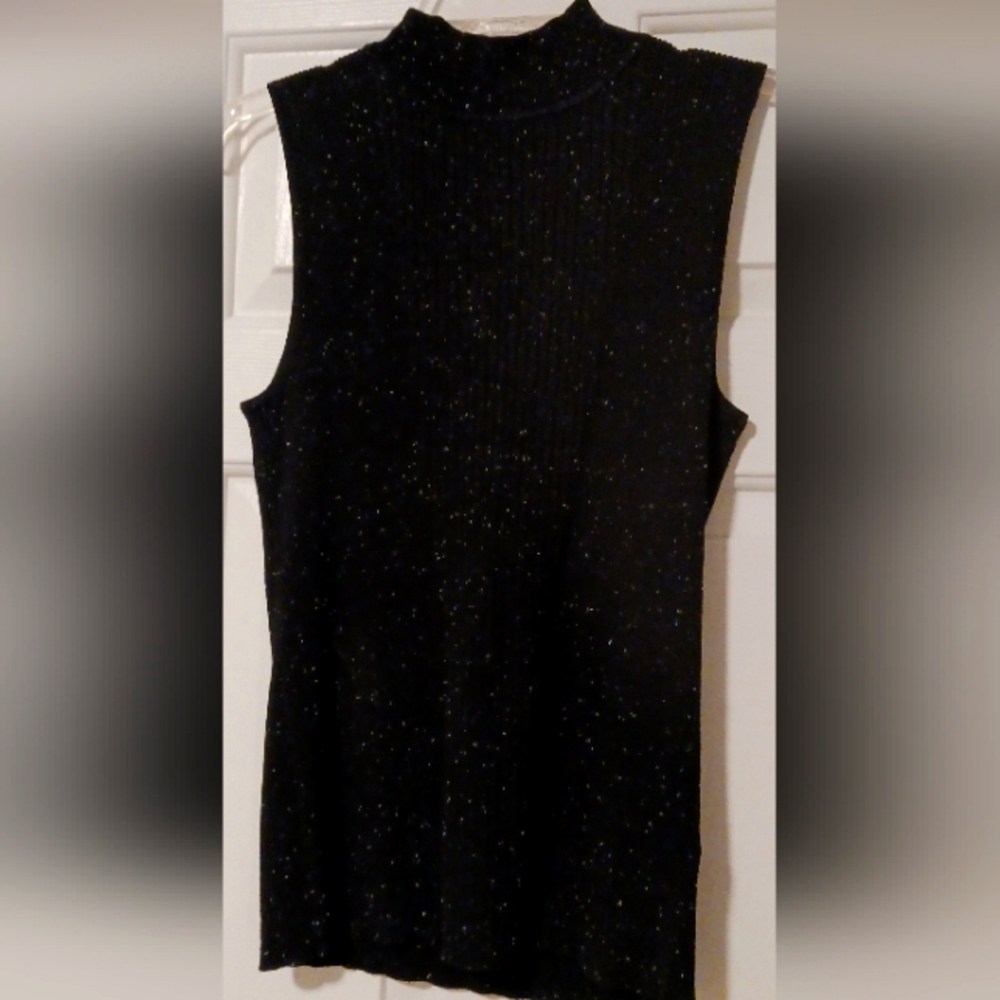Black Sleeveless Turtleneck Top